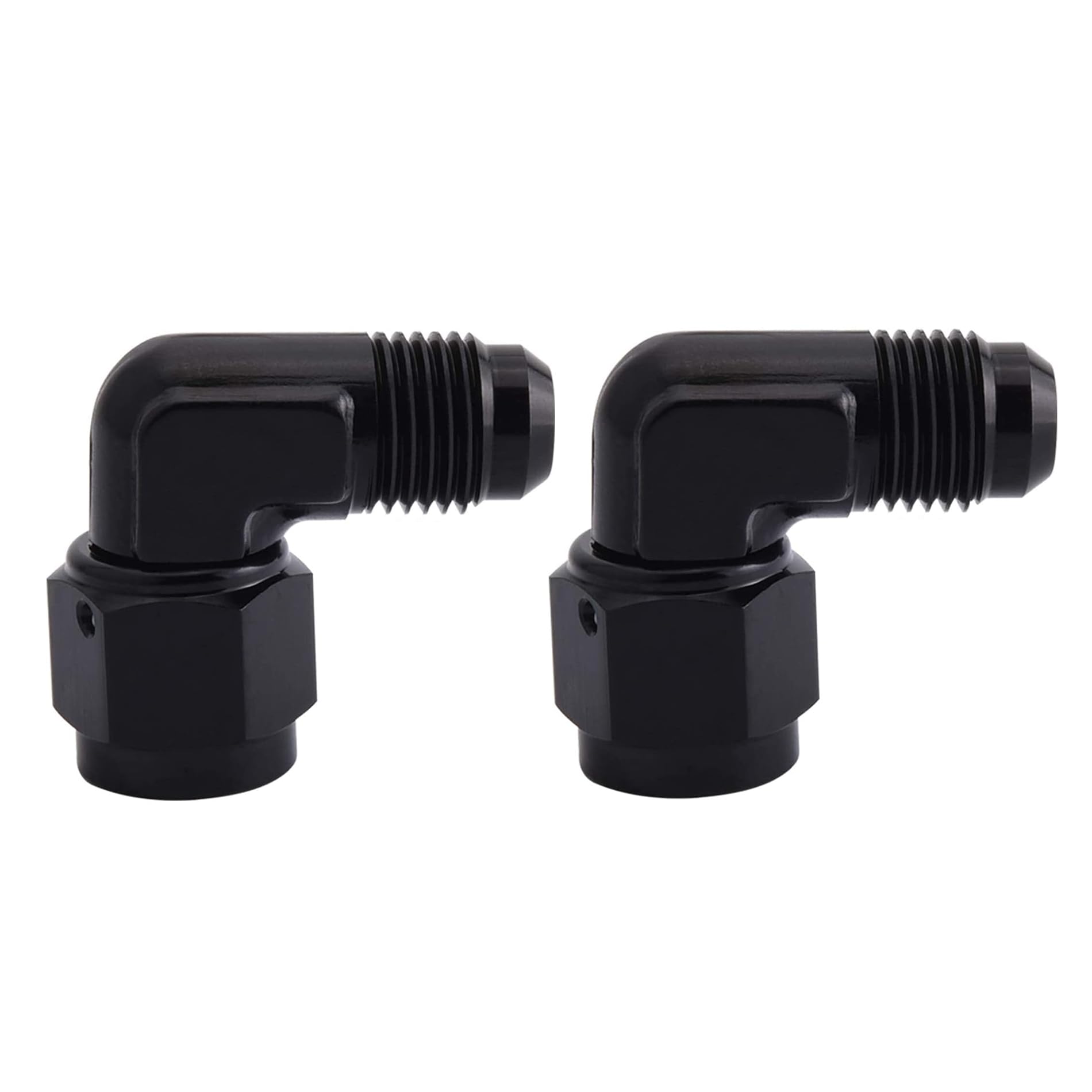 EVIL ENERGY 4AN Female to AN4 Male Flare 90 Degree Swivel Fitting Adapter Aluminum Black 2PCS