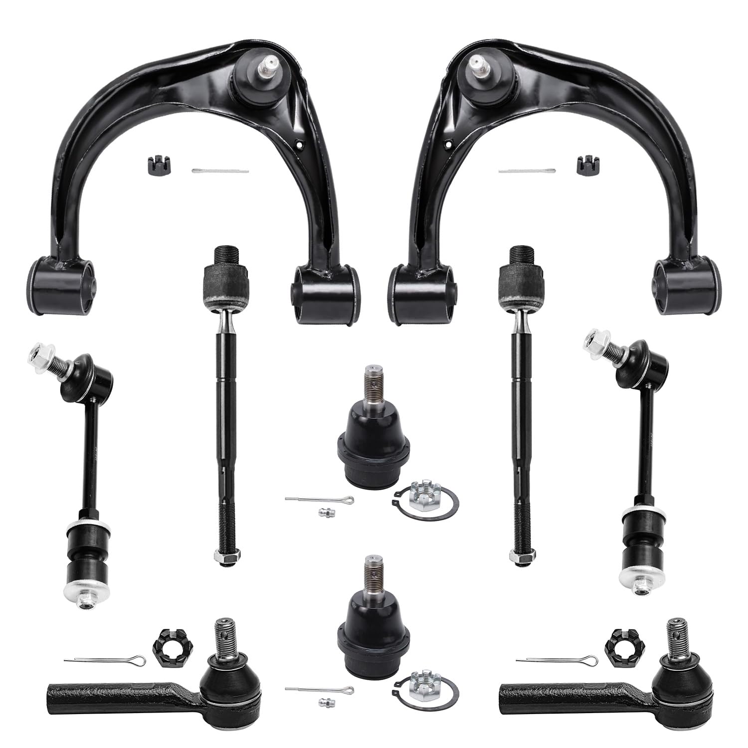 Detroit Axle - 10pc Suspension Kit for 2003-2009 4Runner FJ Cruiser Lexus GX470 2 Front Upper Control Arms w/Ball Joints 2 Lower