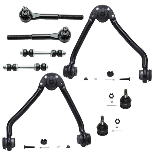 Detroit Axle - 8pc Front End Control Arms Kit for C1500 C2500 Suburban C3500 Chevy GMC, 2 Upper Control Arms + Ball Joint 2 Oute