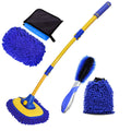 BMLEI Car Wash Brush With Long Handle, Chenille Microfiber Mop Mitt, 1 Replacement Head, Wheel Brush Extension Pole, Cleaning Ki