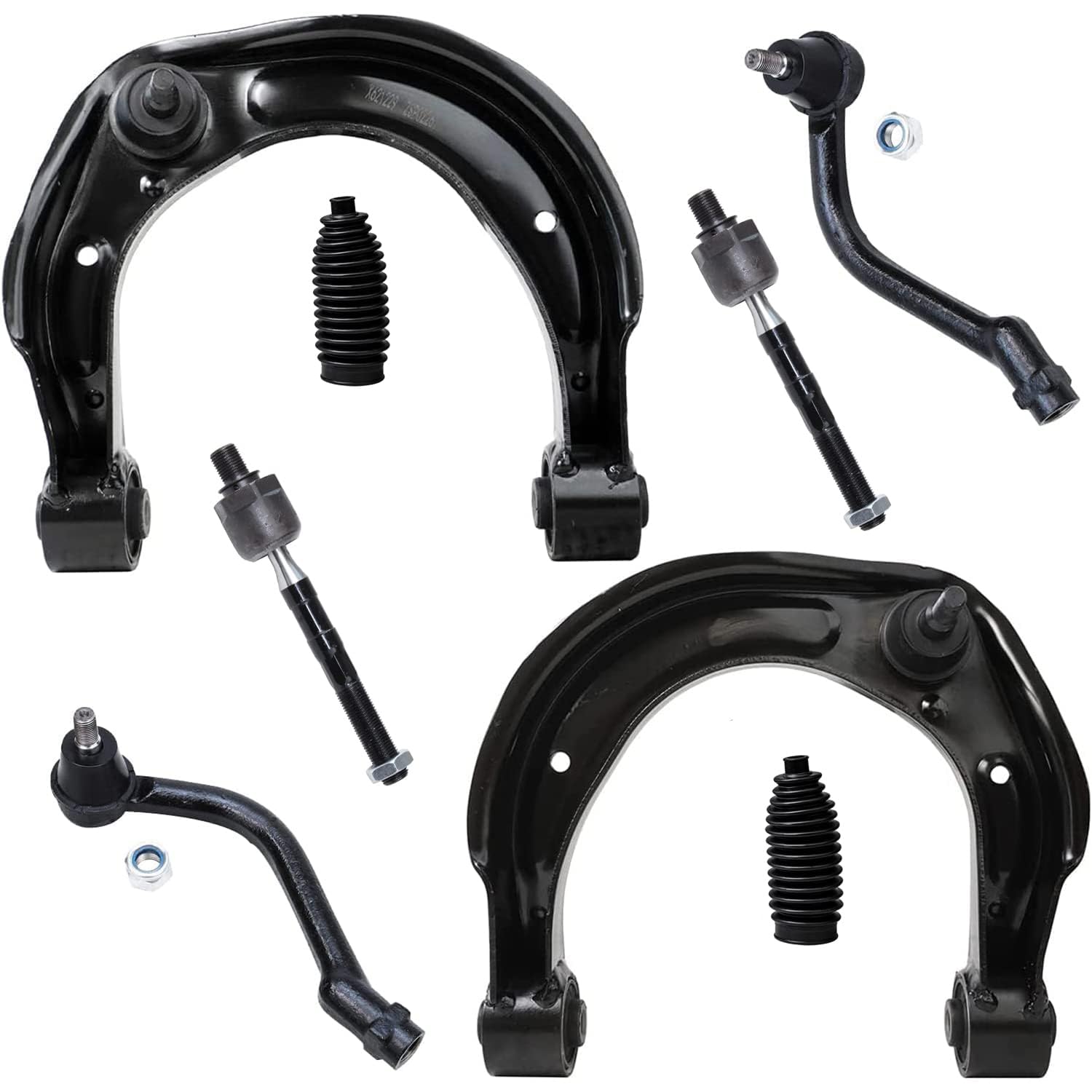 Detroit Axle - 8pc Front End Control Arms Kit for Hyundai 2006-2007 Azera, 2006-2008 Sonata, 2 Upper Control Arms 4 Tie Rod Ends