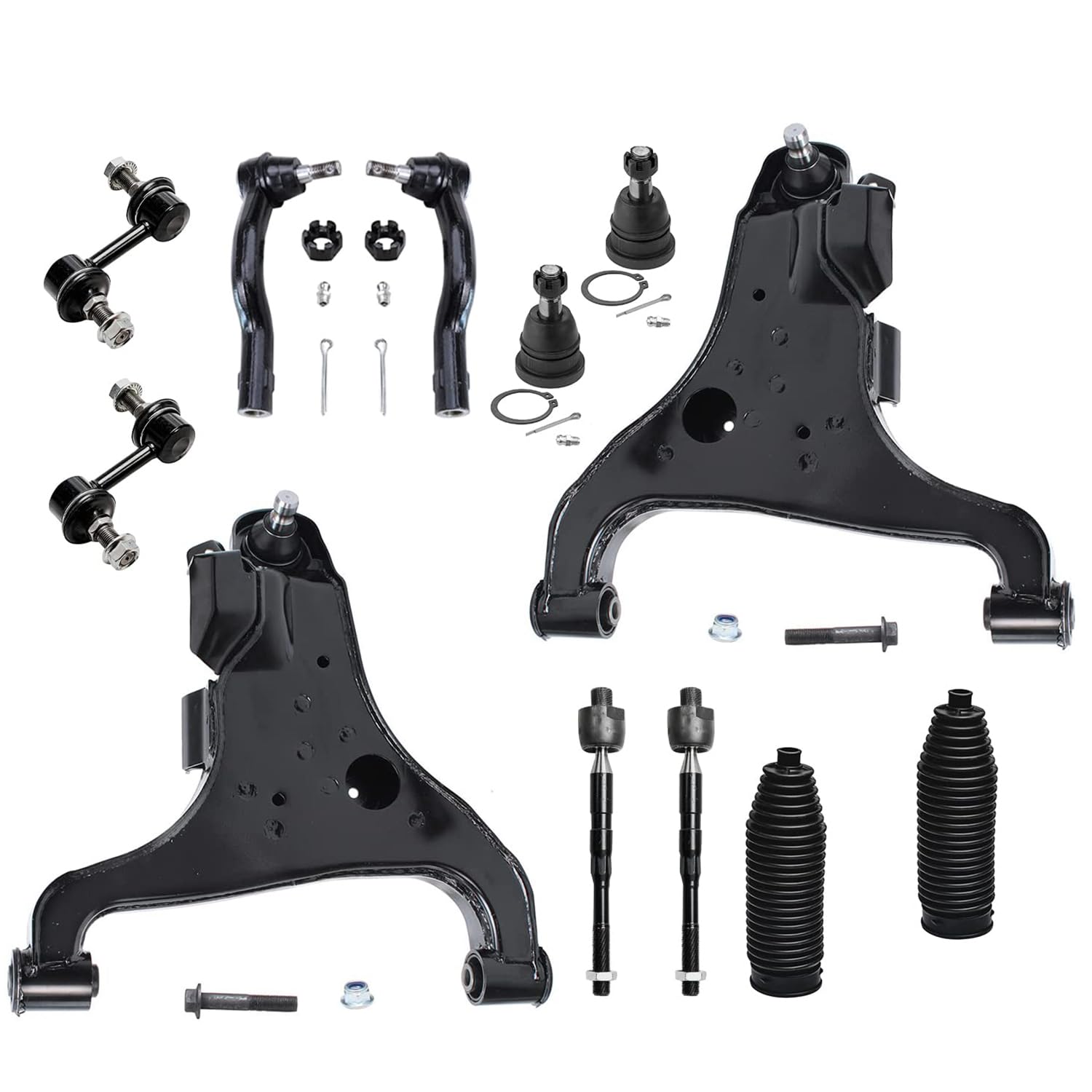 Detroit Axle - 12pc Front End Suspension Kit for 2004-2010 Infiniti QX56, 2004-2015 Nissan Titan Pathfinder Armada, Lower Contro