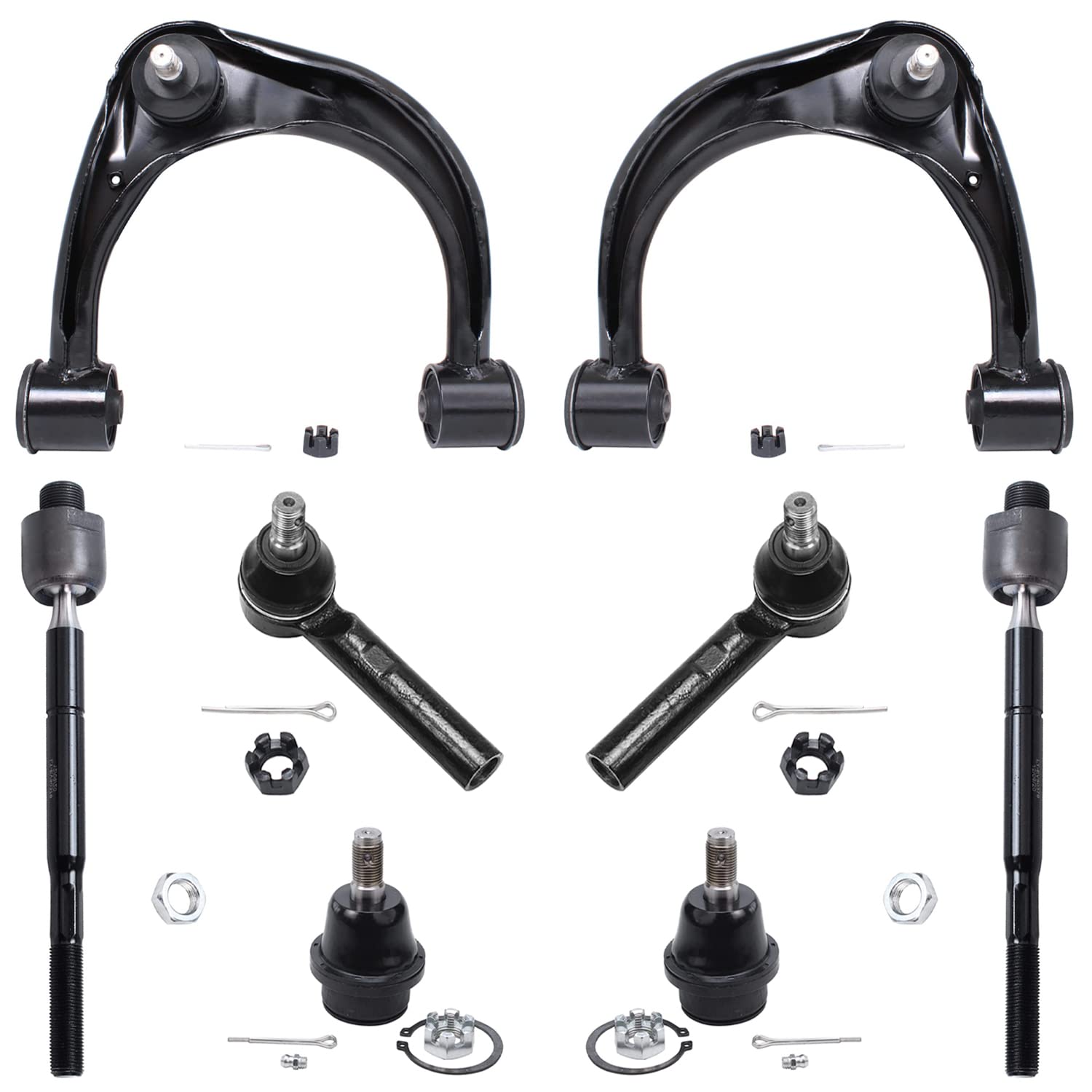 Detroit Axle - 8pc Front End Kit for 2003-2009 Toyota 4Runner FJ Cruiser Lexus GX470, 2 Upper Control Arms w/Ball Joints 4 Tie R