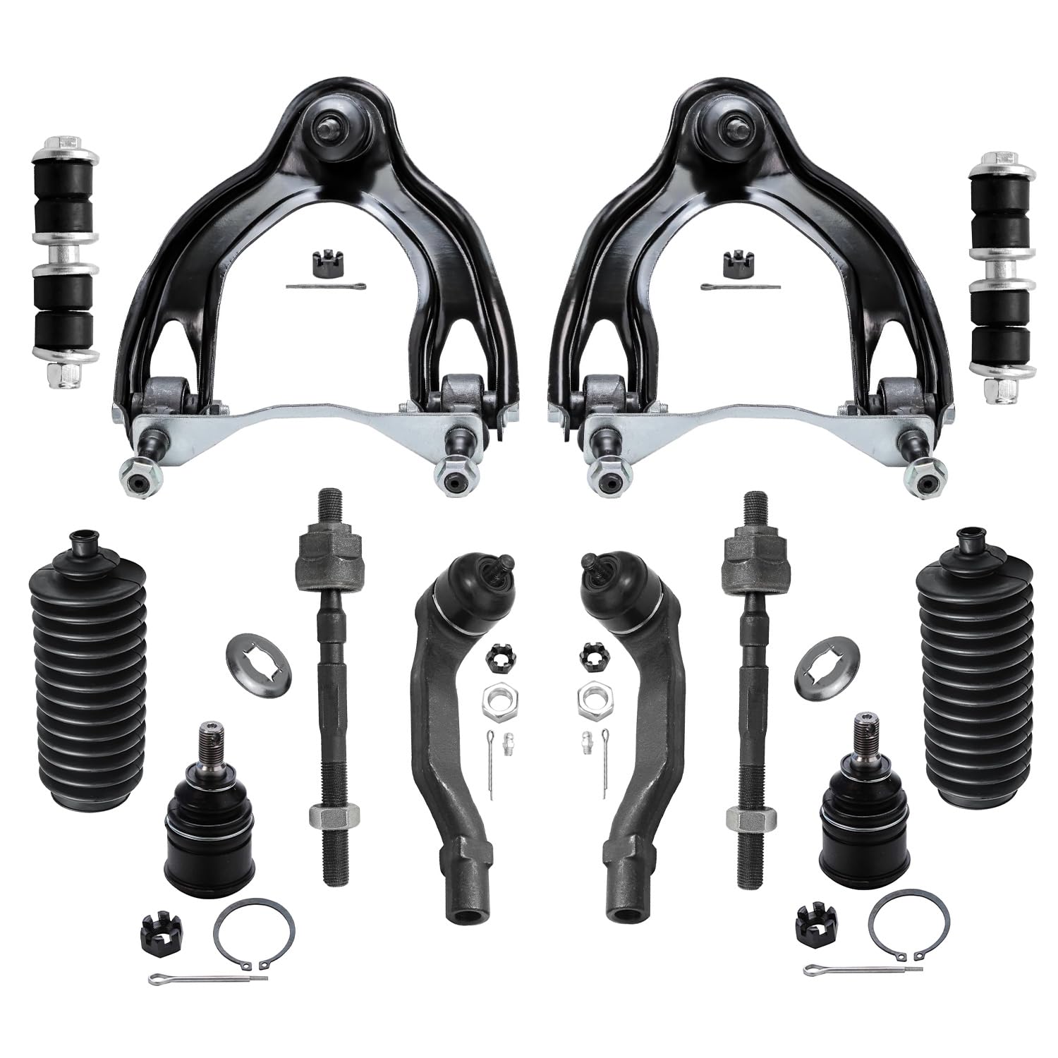 Detroit Axle - Front End 12pc Suspension Kit for Honda Civic Del Sol Acura Integra, 2 Upper Control Arms 2 Lower Ball Joints 4 T