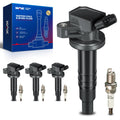 KAX 4-Pack Ignition Coils and Double Iridium Spark Plug Set for Toyota Corolla 1999-2004 2007-2008, Corolla 2005-2006 1.8L, Matr