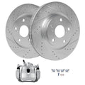 Detroit Axle - Front Drilled Rotors Right Brake Caliper Replacement for RAV4 Matrix tC Vibe Mirai Corolla iM - 3pc Set