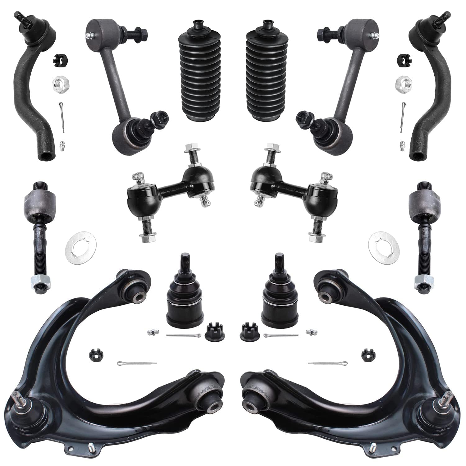 Detroit Axle - 14pc Front End Suspension Kit for 04-08 Acura TSX, 03-07 Honda Accord, Upper Control Arms Tie Rods Lower Ball Joi