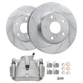 Detroit Axle - Front Drilled & Slotted Rotors Left Brake Caliper for Toyota RAV4 Prius V Lexus HS250H Scion xB Replacement
