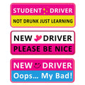 Student Driver Magnet for Car, 3pcs Funny New Driver Magnet Sticker for Car, Cute Pink Reflective Magnetic Bumper Sticker, Remov