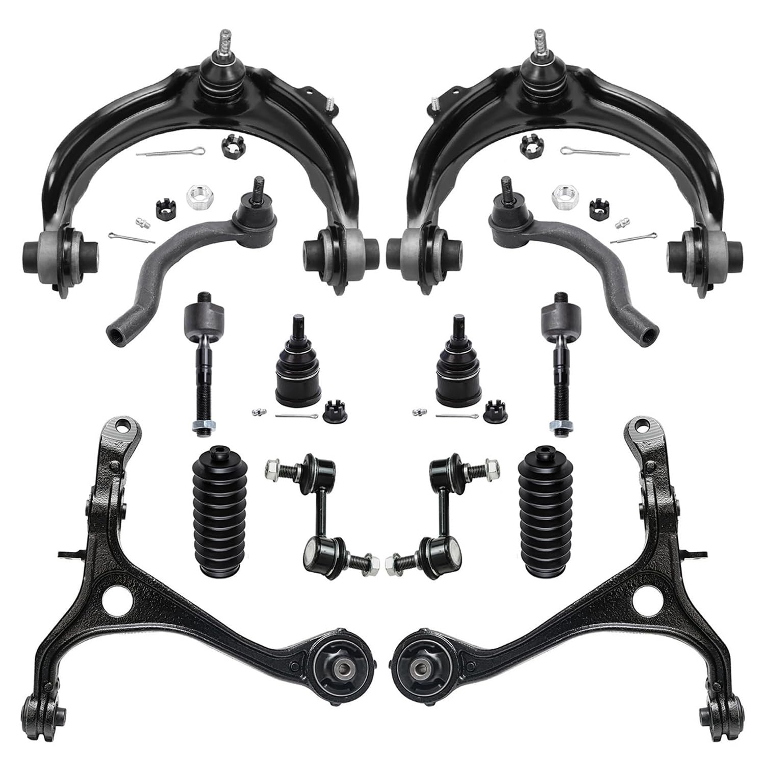 Detroit Axle - Front 14pc Suspension Kit for 2003-2007 Honda Accord 2004 2005 2006, 2 Lower Control Arms 2 Upper Control Arms w/
