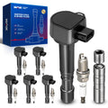 KAX Set of 6 Coil Pack & Iridium Spark Plugs w/Magnetic Socket for Honda Pilot 2006-2008, MDX 2003-2006, Ridgeline 2006-2008, Sa