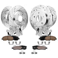 Detroit Axle - Front and Rear Drilled Rotors Brake Pads Calipers w/Bracket Replacement for Chrysler 200 Sebring Dodge Avenger Ca