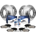 Detroit Axle - Brake Kit for Chevy Express GMC Savana 2500 3500 Drilled & Slotted Brake Rotors 2003 2004 2005 Ceramic Brakes Pad
