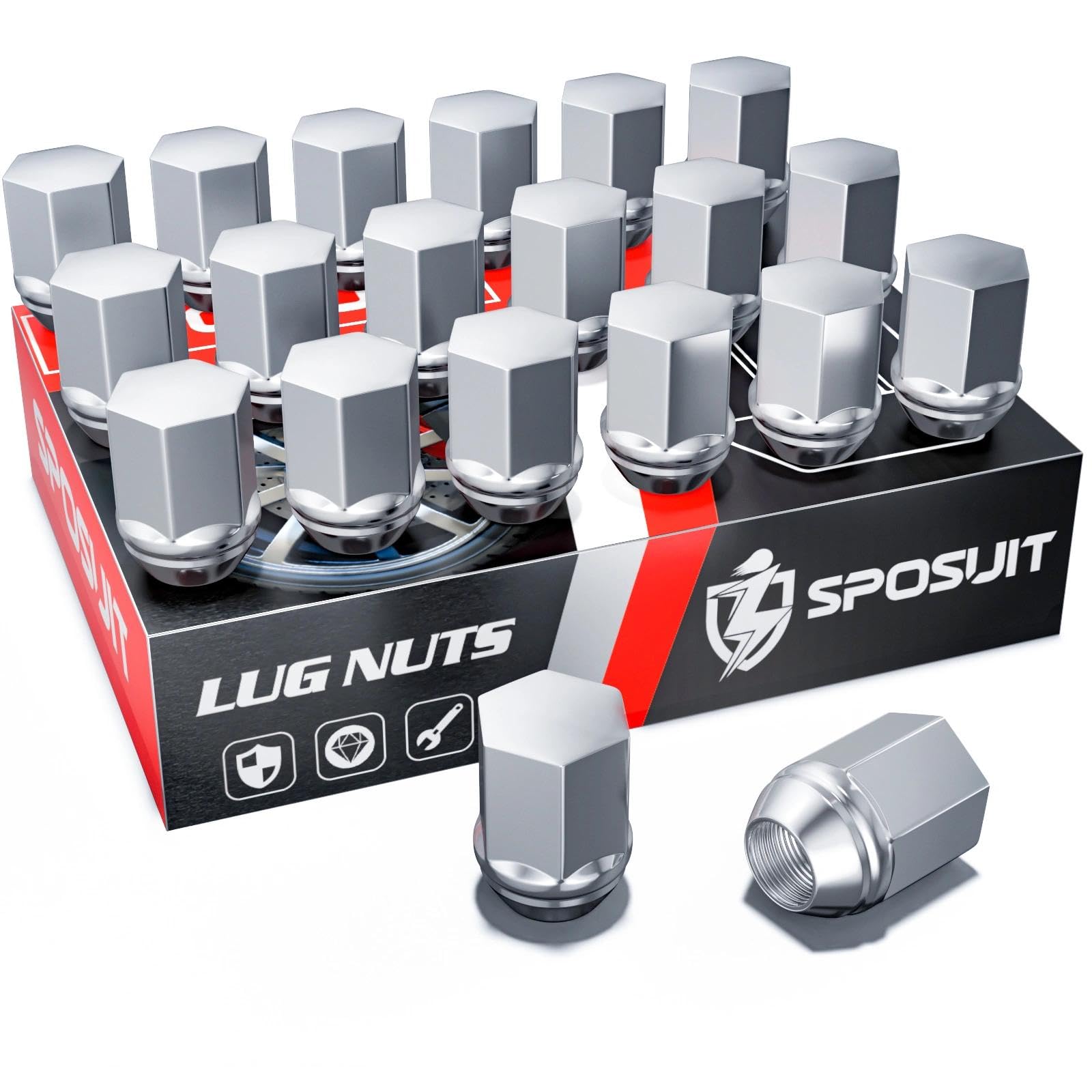 Sposuit M14x1.5 Lug Nuts - Replacement for 2010-2017 Chevy Equinox, 2013-2015 Malibu, 2014-2020 Impala - OEM Factory Style Close