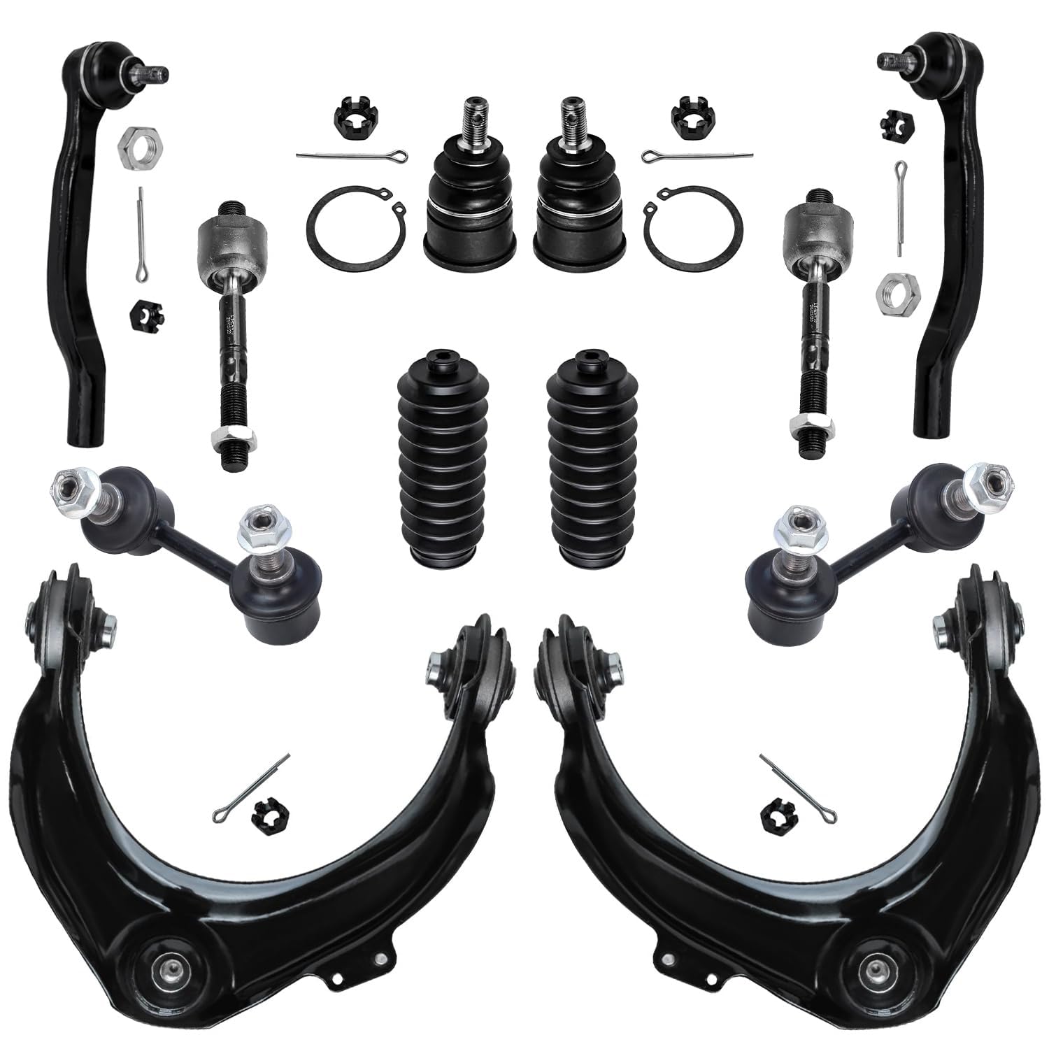 Detroit Axle - 12pc Front End Kit for 1998-2002 Honda Accord 1999-2003 TL 2001-2003 CL 2 Upper Control Arms w/Ball Joints 2 Lowe