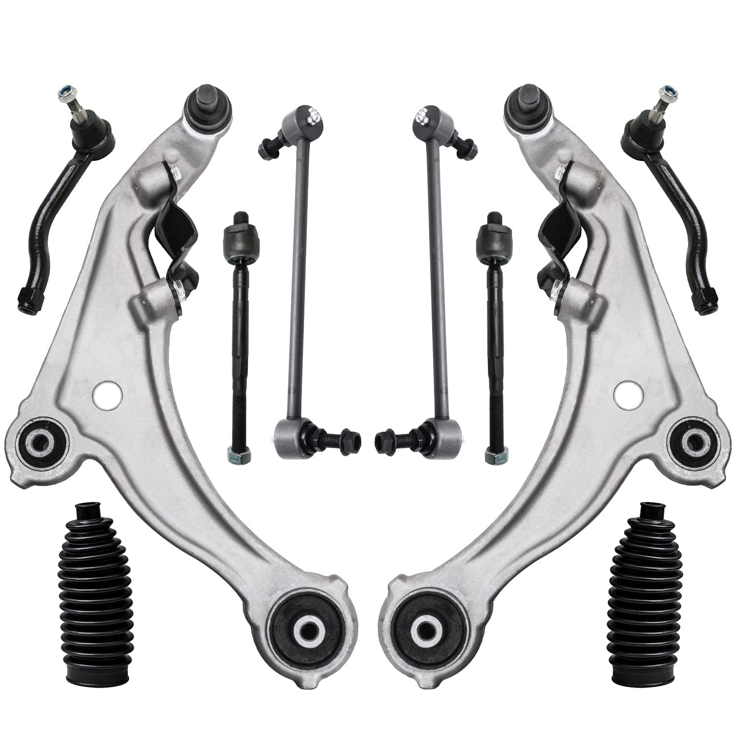 Detroit Axle - 10pc Front End Control Arms Kit for 09-14 Nissan Maxima, 2 Lower Control Arms w/Ball Joint 4 Outer Tie Rods 2 Swa