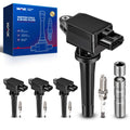 KAX Set of 4 UF656 Ignition Coil Pack & Iridium Spark Plugs w/Magnetic Socket for Mazda 3 2012-2013 2014-2020 2.0L, MZD 6 2014-2
