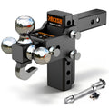 ORCISH Adjustable Rotating Trailer Hitch, 4-in-1 Tri-Ball & Tow Hook, 360 Swivel Ball Mount, 2.5 Receiver with 5 Drop/Rise, Ball