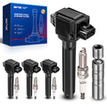 KAX OEM Performance Set of 4 UF814 Ignition Coil Pack & Iridium Spark Plugs w/Magnetic Socket for Mitsubishi Outlander 2014-2019