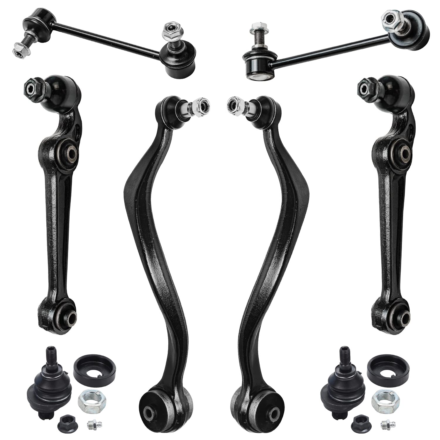 Detroit Axle - 8pc Front End Suspension Kit for Ford Fusion Mercury Milan Lincoln MKZ, Lower Rearward Forward Control Arms with