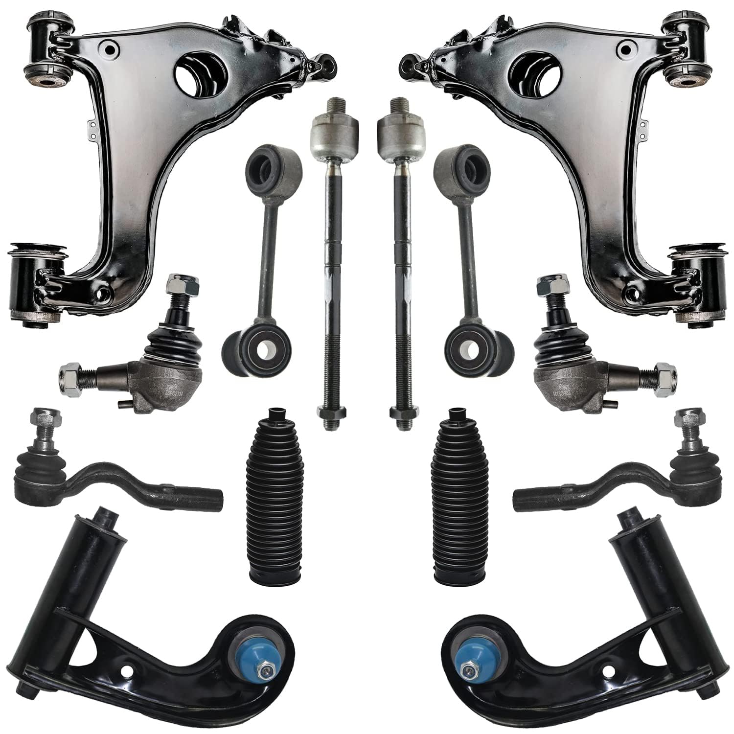 Detroit Axle - RWD Front End Suspension Kit for Mercedes-Benz E320 E420 E430 E55 AMG, Upper Control Arms Ball Joints Lower Contr