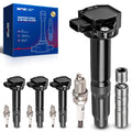 KAX OEM Performance Set of 4 UF668 Ignition Coil Pack & Iridium Spark Plugs w/Magnetic Socket for Subaru Outback 2010-2012 2.5L,