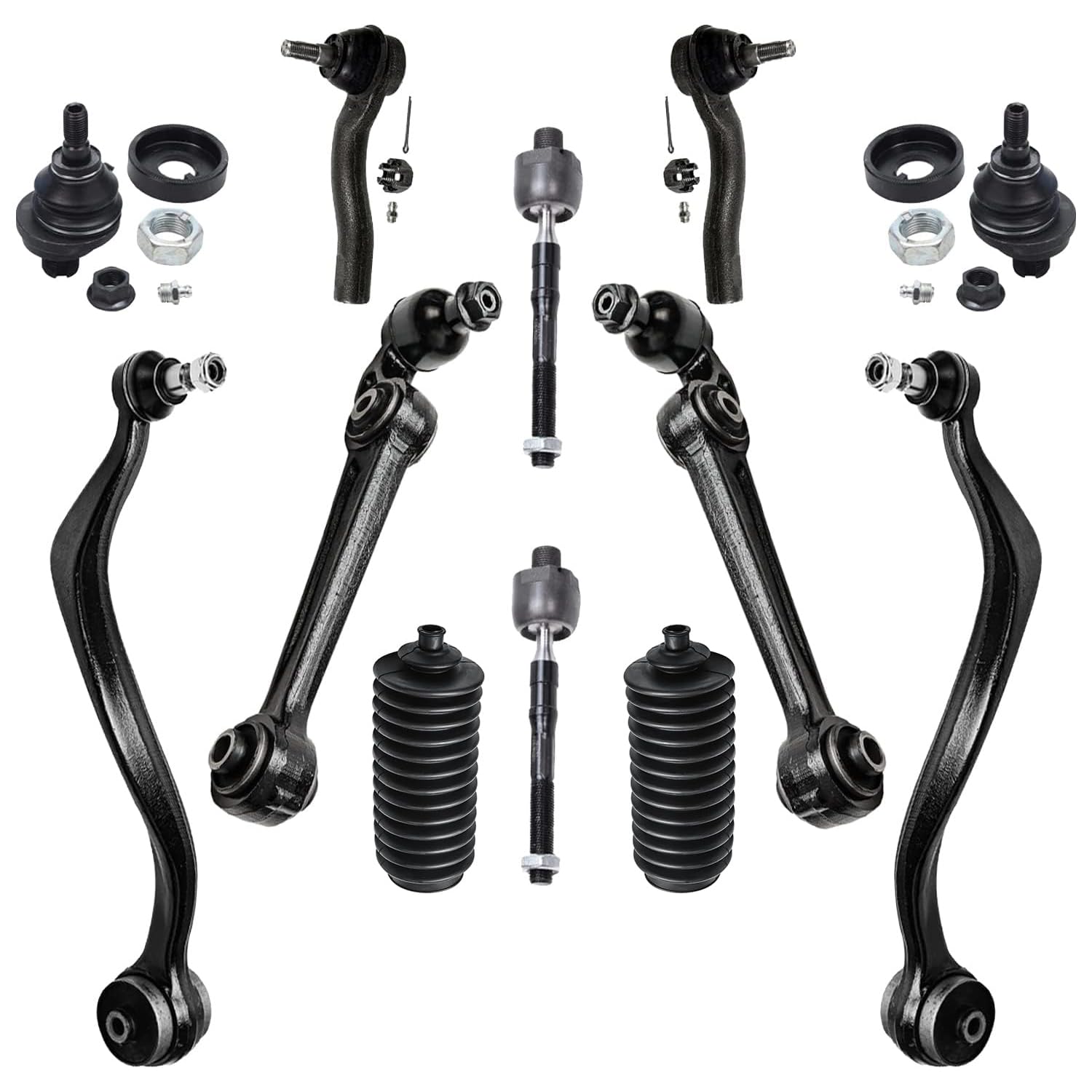 Detroit Axle - 12pc Front End Kit for 2007-2012 Ford Fusion Lincoln MKZ, 2007-2009 Mercury Milan, Lower Forward & Rearward Contr