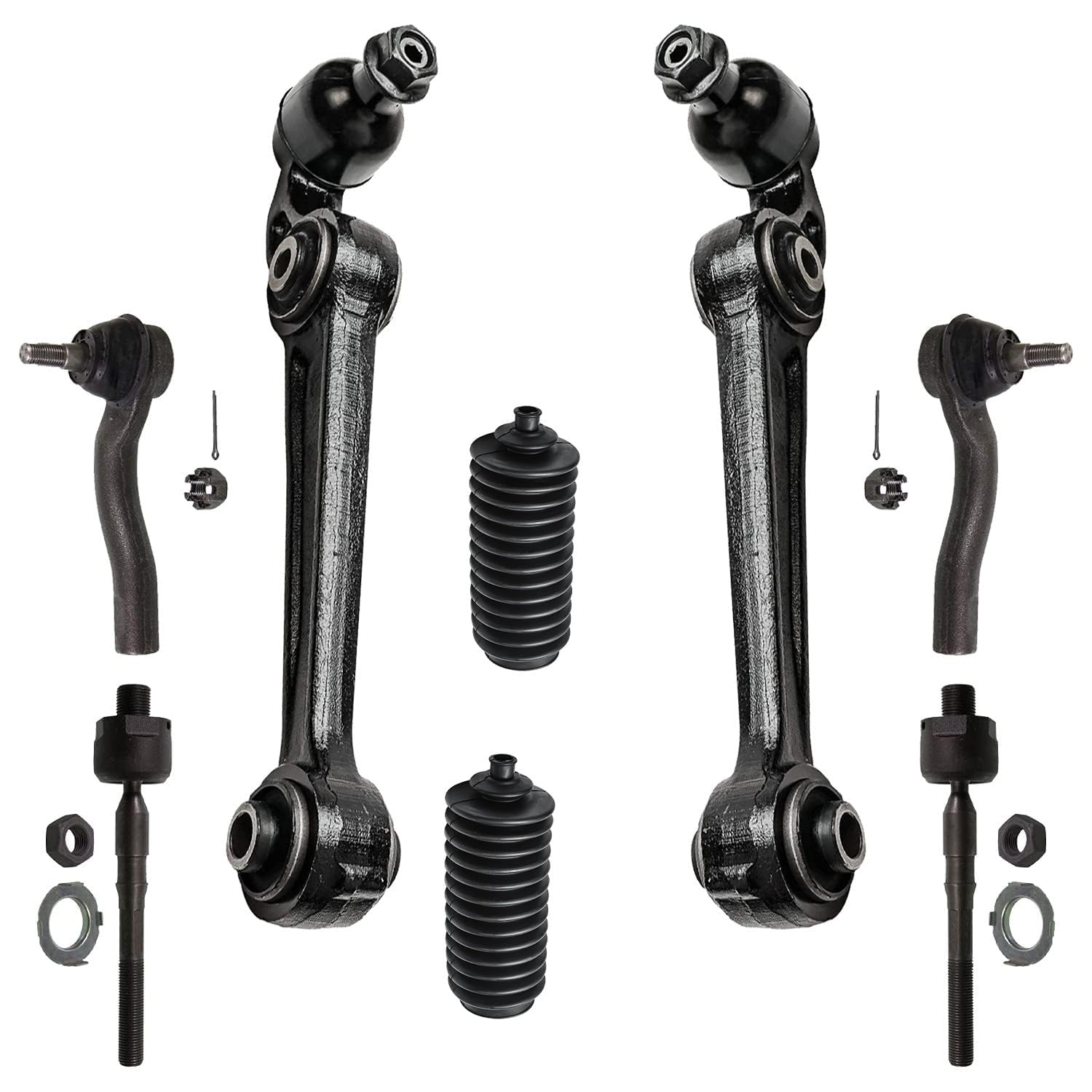 Detroit Axle - 8pc Front End Control Arms Kit for 07-12 Ford Fusion Lincoln MKZ, 07-09 Mercury Milan, 2 Lower Forward Control Ar