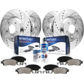 Detroit Axle - Brake Kit for 2010-2014 2016-2018 Nissan Maxima Drilled and Slotted Brake Rotors Ceramic Brakes Pads 2011 2012 20