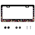 Butterfly Flower License Plate Frame Forest Flower Stainless Steel License Plate Frame Auto Parts Decoration with Screws License