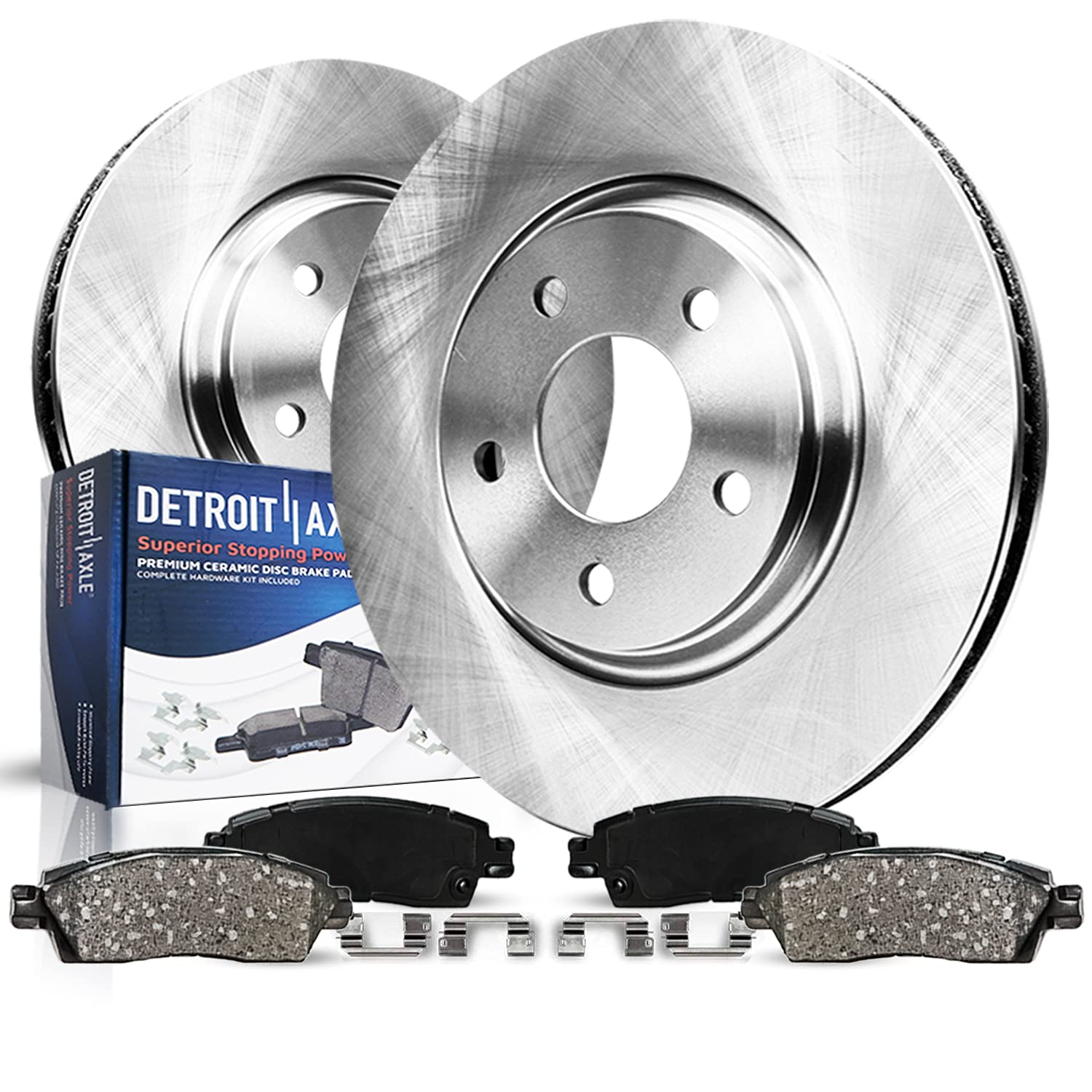 Detroit Axle - Front Brake Kit for 2003-2009 Mercedes-Benz E320, 2007-2009 E350, Disc Brake Rotors Ceramic Brakes Pads w/Hardwar