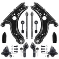 Detroit Axle - Front End 12pc Suspension Kit for Volkswagen Jetta Golf Beetle, 2 Lower Control Arms 2 Lower Ball Joints Inner &
