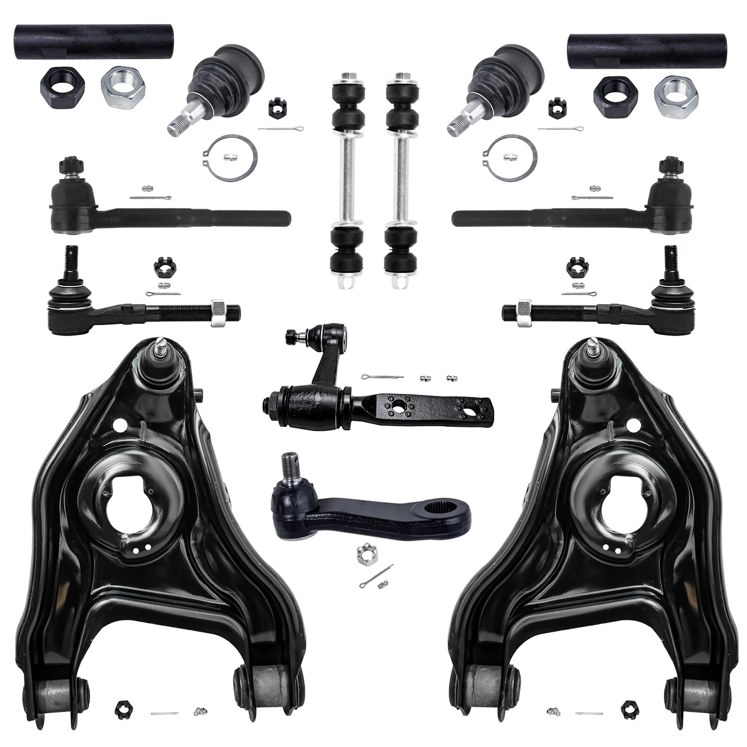 Detroit Axle - New 14-Piece Front Suspension Kit fits 2WD ONLY- (2) Front Lower Suspension Control Arms & Ball Joints, (2) Front