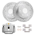 Detroit Axle - Rear Drilled Rotors Left Brake Caliper Replacement for 2003-2006 Chevrolet GMC Silverado Sierra 1500