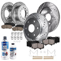 Detroit Axle - Brake Kit for 2001-2007 Toyota Sequoia Drilled & Slotted Brakes Rotors Ceramic Brake Pads 2002 2003 2004 2005 200