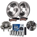 Detroit Axle - Rear Disc Brake Rotors & Brake Pads Wheel Hubs +12pc Lug Nuts w/key Replacement for Enclave Acadia Traverse Outlo